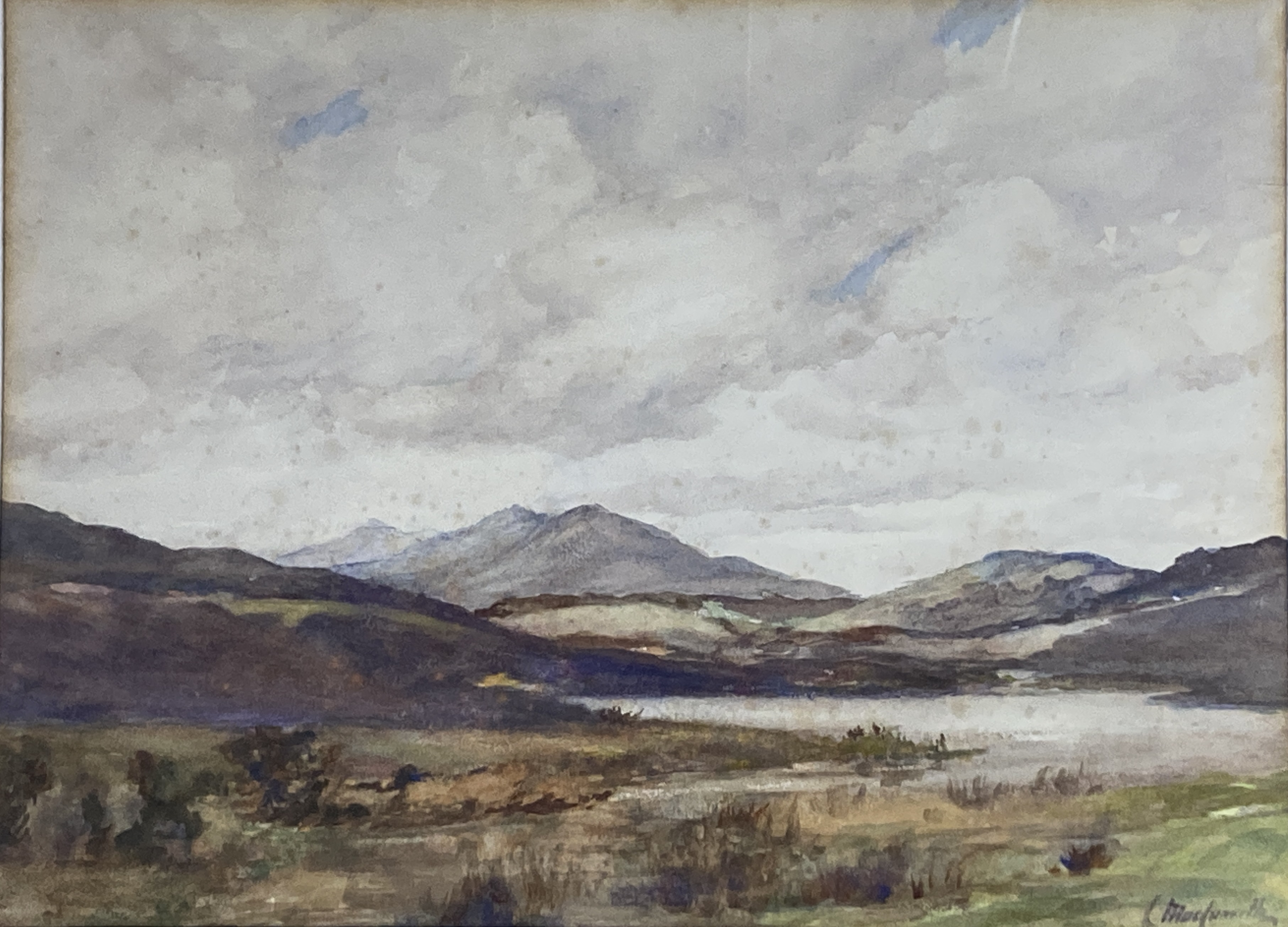 George Edward Horton (1859-1950), landscape with fortification, signed and another watercolour by Charles MacConville (exh. 1938-40), 21 x 28cm & 26 x 36cm